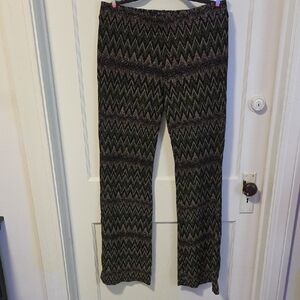 Magic Pants World Of Swirl Women's L Zigzag Print Pull-On Pants - Black/Green